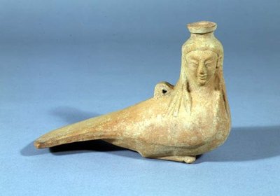 Recipiente de óleo perfumado na forma de uma sirene, Milesian, c.525 aC de Greek